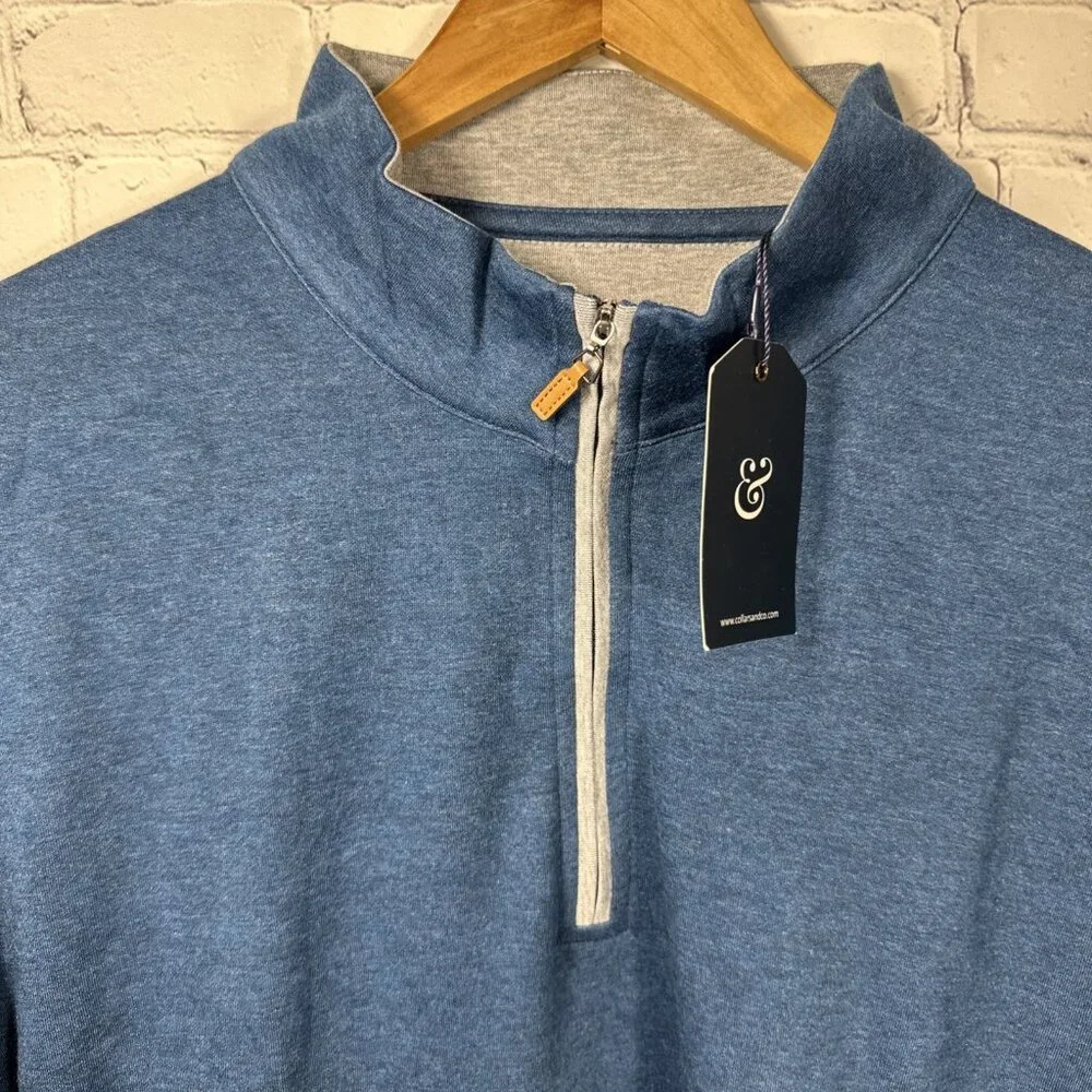 Collars & Co Quarter 1/4‎ Zip Sweater Blue Long Sleeve Preppy Golf  Cloud New
